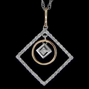 White and Yellow Gold Diamond Pendant - AU Jewelers